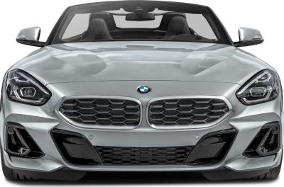 Hexagonal front grille with modern LED headlights of a convertible roadster