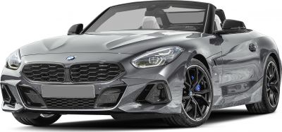 Aggressive front fascia and black sporty wheels on convertible roadster