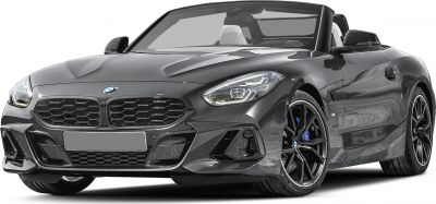 Front grille and LED headlights of a sporty convertible