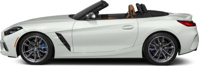 Side profile of a sleek roadster convertible with aerodynamic vents and sporty wheels