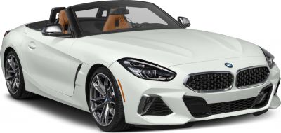 Front view of sporty convertible with detailed headlights and grille