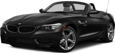 Black convertible with dual kidney grille, headlights, and alloy wheels