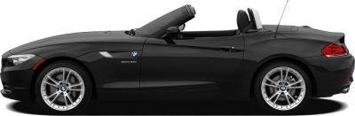 Side profile of a convertible roadster with alloy wheels and folded roof