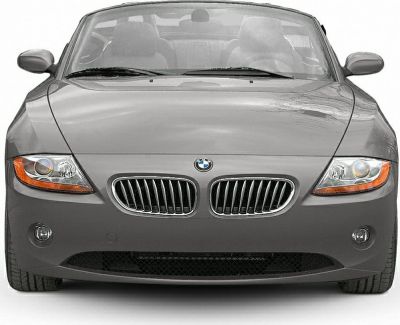 Front view of convertible showing kidney grille and headlights