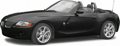 Black BMW Z4 E85 convertible side profile with alloy wheels