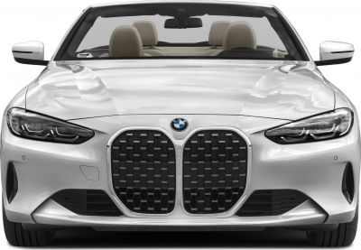Close-up of front kidney grille and headlights of convertible vehicle