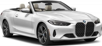 White convertible with bold front grille and LED headlights