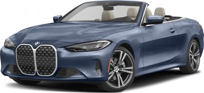 BMW 4 Series Convertible front with open roof and distinctive grille