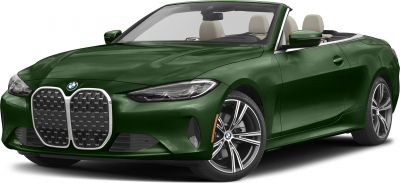 Convertible with prominent large kidney grille and modern alloy wheels