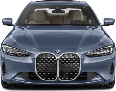 Front view showcasing kidney grille and LED headlights