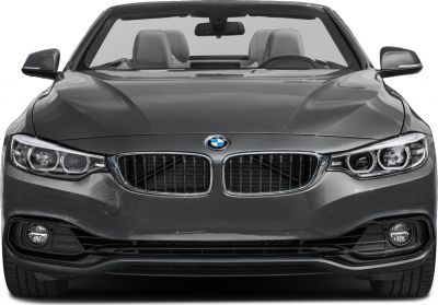 Front view with kidney grille and LED headlights of convertible