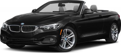 Front side profile of BMW convertible with LED headlights and sporty alloy wheels