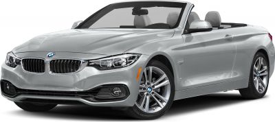 Front angle of silver convertible with prominent kidney grille and alloy wheels