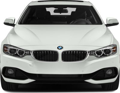 Front grille and dual headlights close-up view