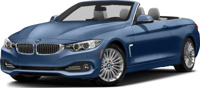 Convertible front side view with headlights and alloy wheels