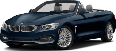 Luxury convertible with open roof and alloy wheels in front-side view
