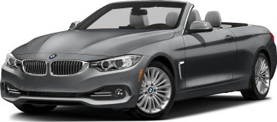 Front side view of convertible with headlamps and open roof