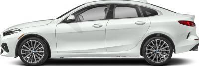 Side profile with alloy wheels and coupe silhouette