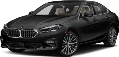 Front side view featuring a kidney grille and sleek headlights