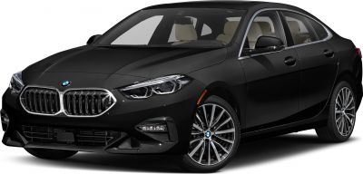 Front angled view with kidney grille and stylish headlights