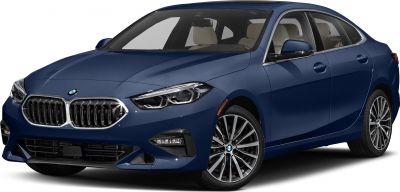 Front 3/4 view of sporty mid-size sedan with angular headlights and kidney grille