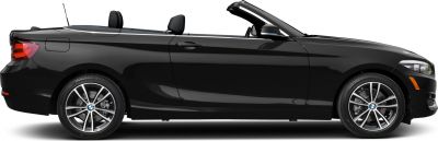 Side profile of black convertible with sporty alloy wheels