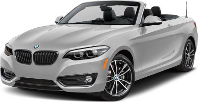 Convertible with open roof and front view with modern headlights