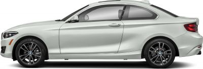 Side profile of a two-door sporty coupe with alloy wheels