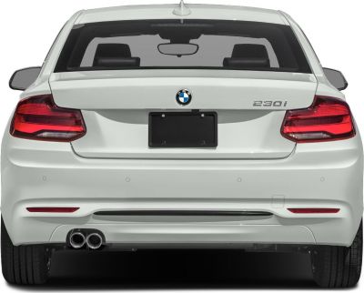 Rear view with tail lights and dual exhaust pipes