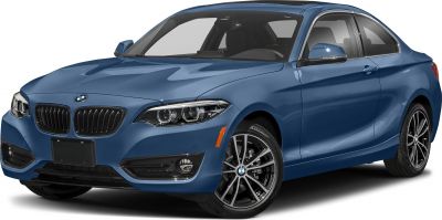 Sporty coupe front with LED headlights and alloy wheels