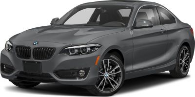 Front and side view of coupe with kidney grille and alloy wheels