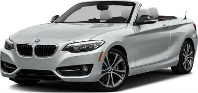 Front side view of BMW convertible with headlights and alloy wheels
