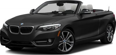 Front side view of a sleek convertible with prominent grille and alloy wheels