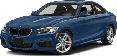 Front side view, blue coupe, alloy wheels, headlights