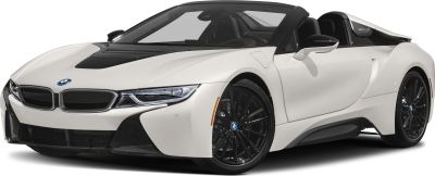 White hybrid convertible roadster with aerodynamic design and distinctive BMW features