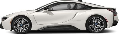 Side profile of a sports coupe with aerodynamic shape and multi-spoke alloy wheels