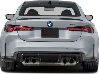 Rear view with quad exhaust tips and sleek tail lights