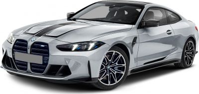 Front view with LED headlights and aggressive kidney grille