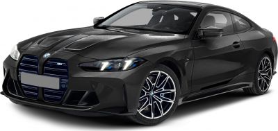 Aggressive front grille and sleek LED headlights on a glossy black coupe
