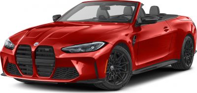 Front angled view of a convertible with kidney grille and sporty headlights
