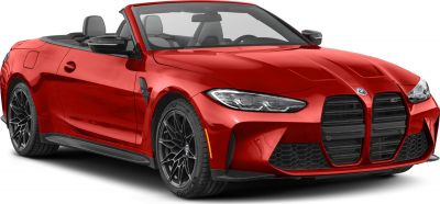 Sporty convertible front view with large kidney grilles and sleek headlights