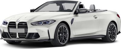 Front view of luxury convertible with open roof and aggressive grille
