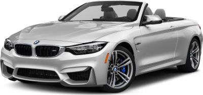 Sporty front side view of a convertible with open roof and alloy wheels