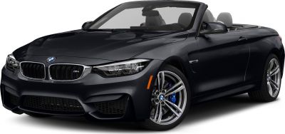 Sporty convertible frontal side view with grille and alloy wheels