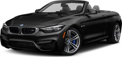 Black convertible front-angle with sporty grille and alloy wheels