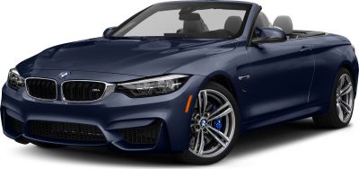Sporty convertible front view with aggressive grille and alloy wheels