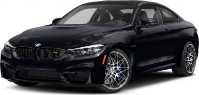Aggressive front grille and M sport wheels on sporty coupe