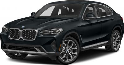 Front side view of luxury SUV with LED headlights and distinctive grille