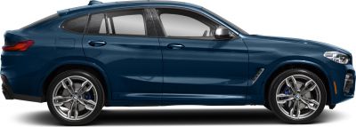 Side view of coupe SUV with M Sport wheels and sharp aerodynamic design