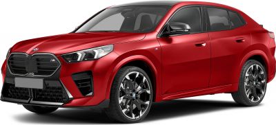 Front-side view highlighting kidney grille and alloy wheels in red